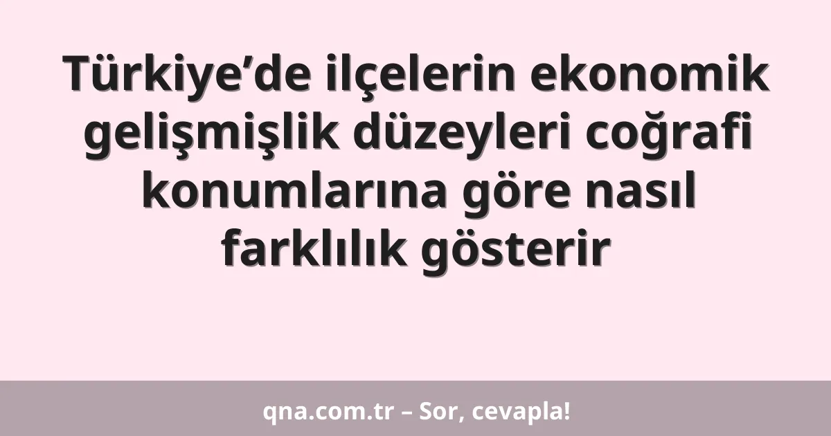Türkiye’de ilçelerin ekonomik gelişmişlik düzeyleri coğrafi konumlarına göre nasıl farklılık gösterir
