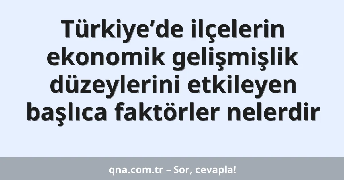 Türkiye’de ilçelerin ekonomik gelişmişlik düzeylerini etkileyen başlıca faktörler nelerdir