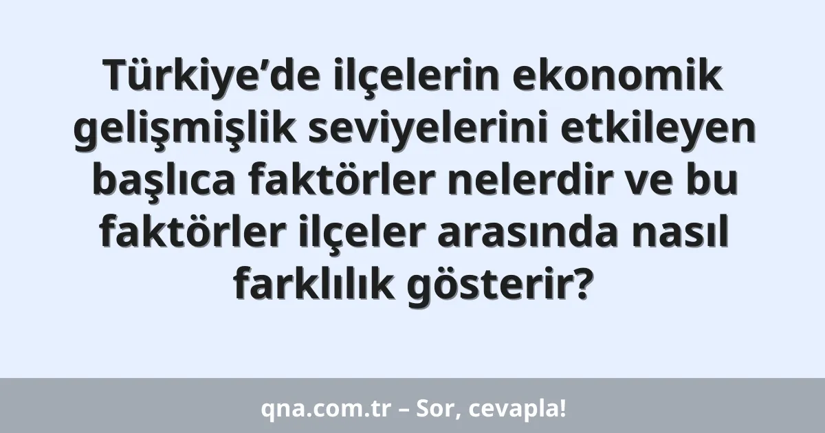 Türkiye’de ilçelerin ekonomik gelişmişlik seviyelerini etkileyen başlıca faktörler nelerdir ve bu faktörler ilçeler arasında nasıl farklılık gösterir?