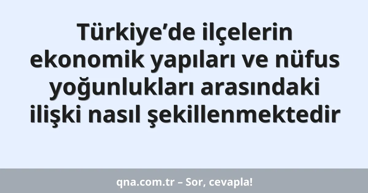 Türkiye’de ilçelerin ekonomik yapıları ve nüfus yoğunlukları arasındaki ilişki nasıl şekillenmektedir