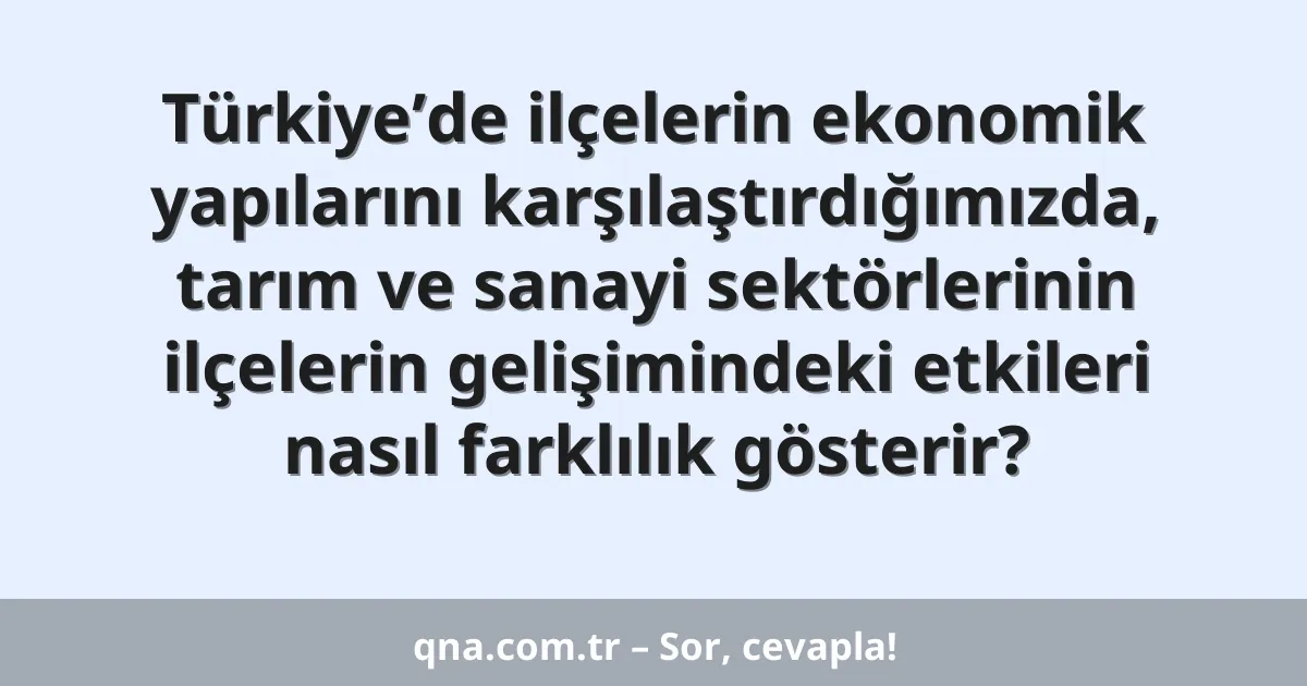 Türkiye’de ilçelerin ekonomik yapılarını karşılaştırdığımızda, tarım ve sanayi sektörlerinin ilçelerin gelişimindeki etkileri nasıl farklılık gösterir?