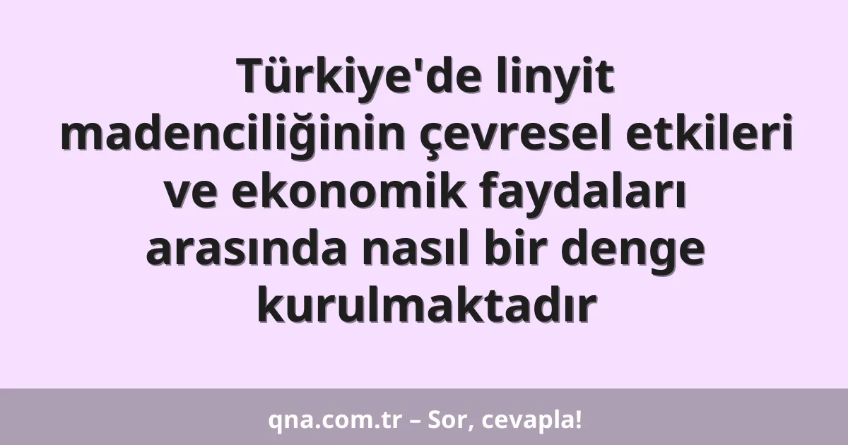 Türkiye'de linyit madenciliğinin çevresel etkileri ve ekonomik faydaları arasında nasıl bir denge kurulmaktadır