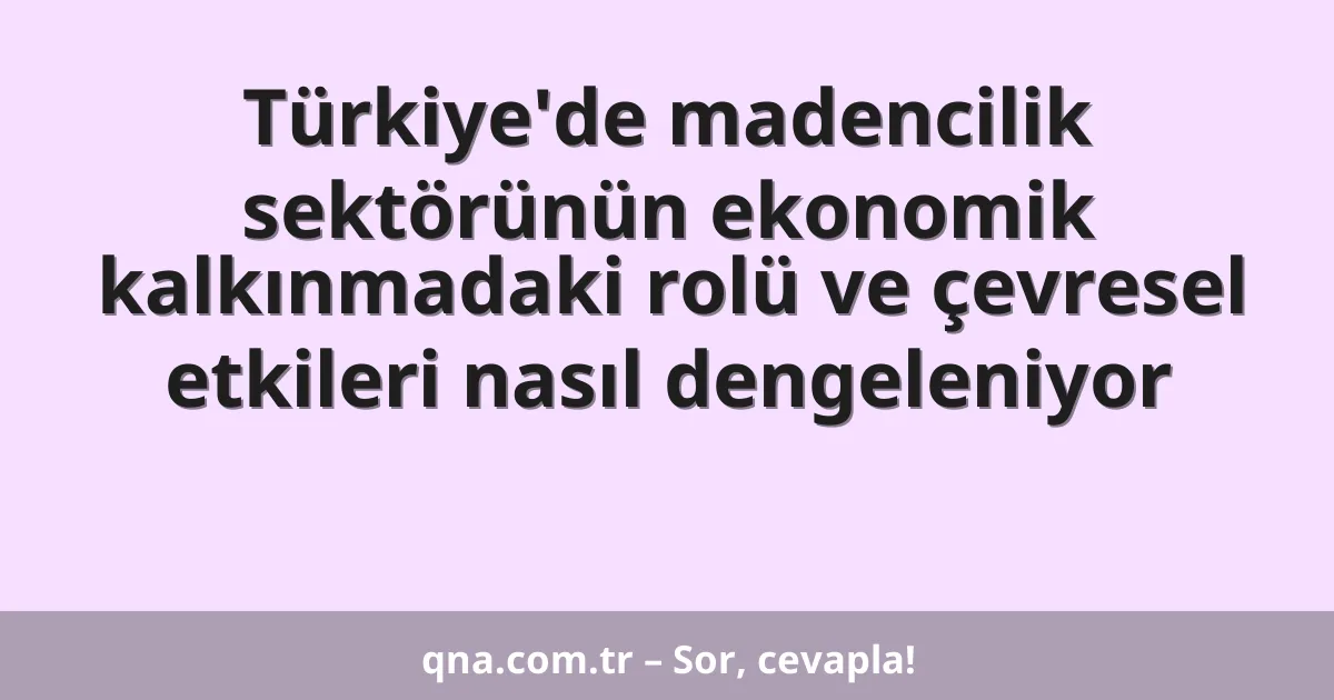 Türkiye'de madencilik sektörünün ekonomik kalkınmadaki rolü ve çevresel etkileri nasıl dengeleniyor