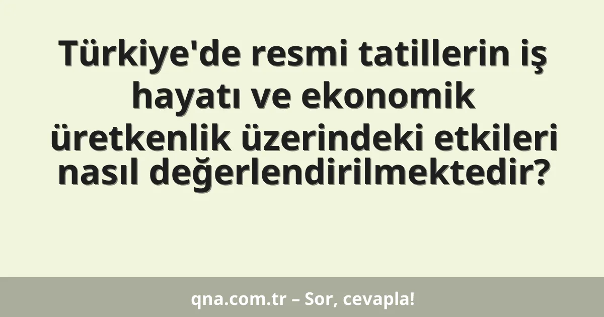 Türkiye'de resmi tatillerin iş hayatı ve ekonomik üretkenlik üzerindeki etkileri nasıl değerlendirilmektedir?