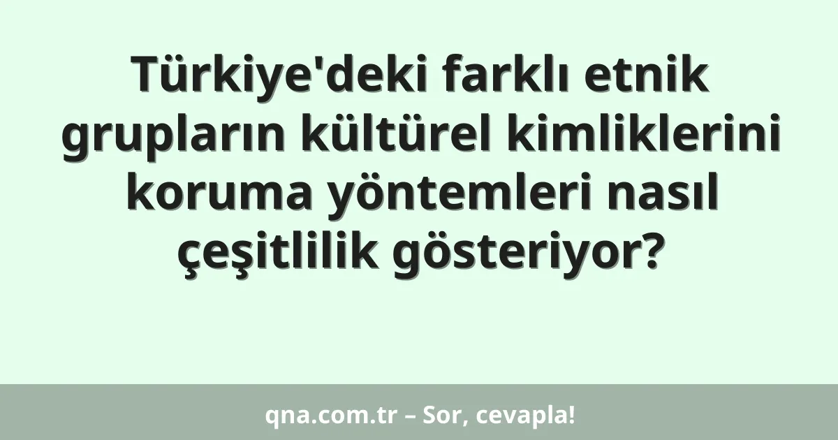 Türkiye'deki farklı etnik grupların kültürel kimliklerini koruma yöntemleri nasıl çeşitlilik gösteriyor?