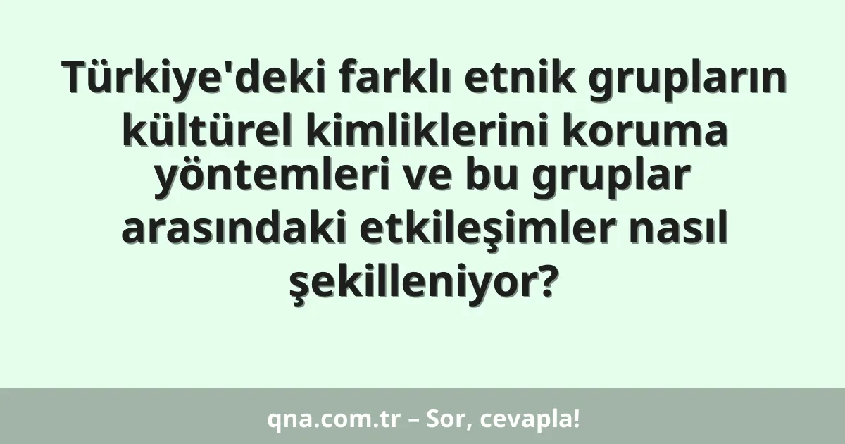 Türkiye'deki farklı etnik grupların kültürel kimliklerini koruma yöntemleri ve bu gruplar arasındaki etkileşimler nasıl şekilleniyor?