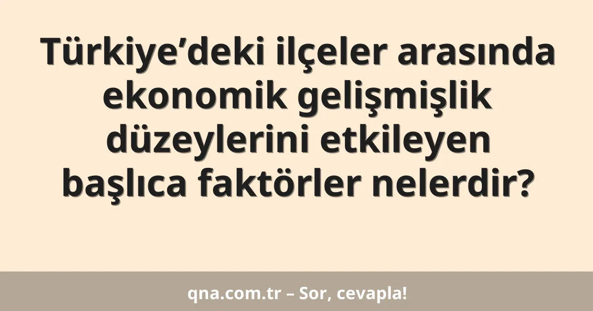 Türkiye’deki ilçeler arasında ekonomik gelişmişlik düzeylerini etkileyen başlıca faktörler nelerdir?