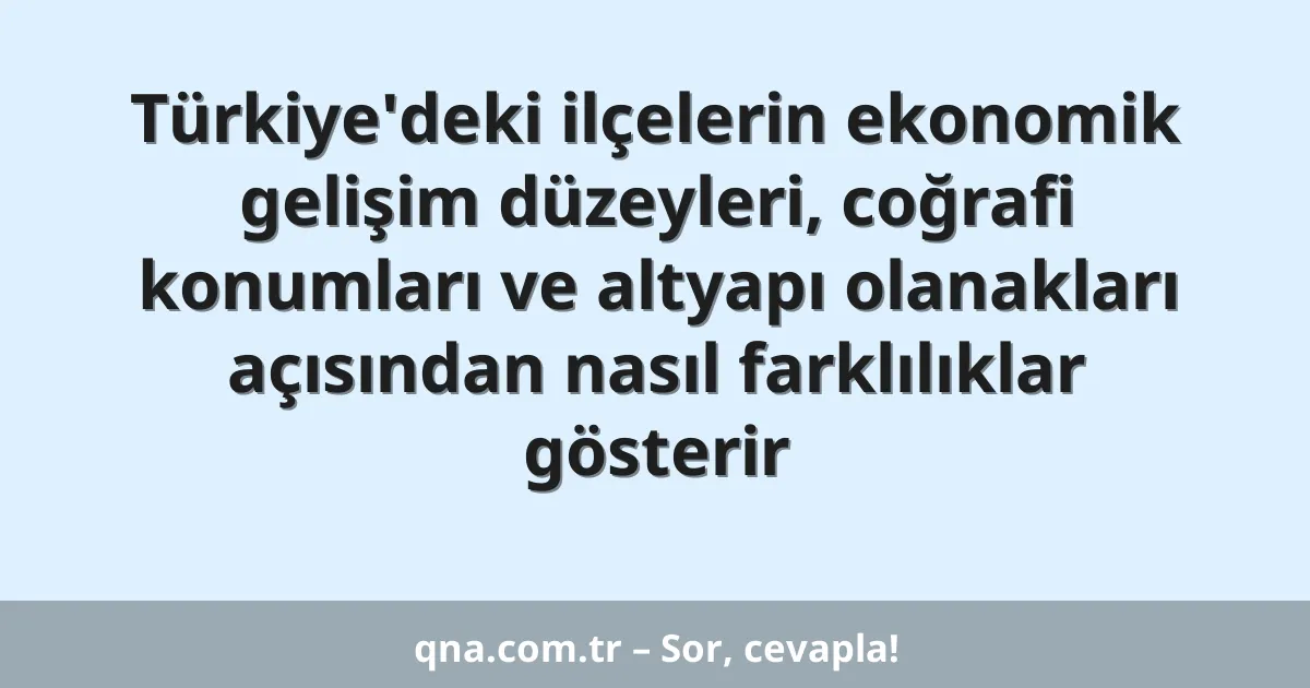 Türkiye'deki ilçelerin ekonomik gelişim düzeyleri, coğrafi konumları ve altyapı olanakları açısından nasıl farklılıklar gösterir