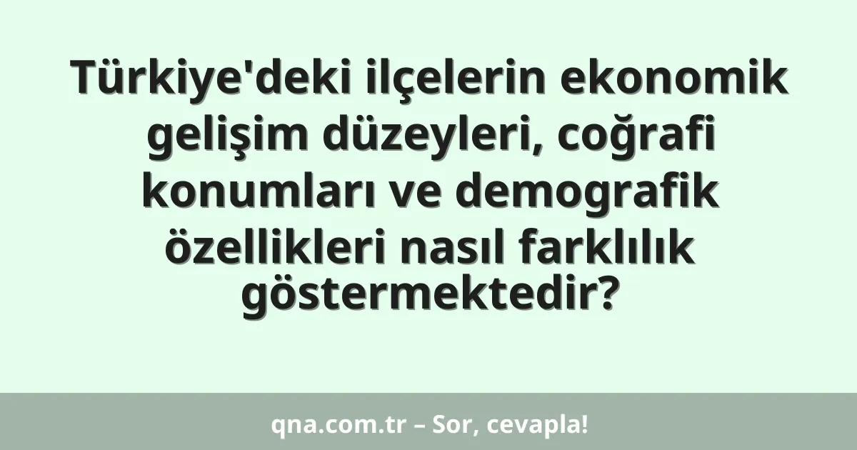 Türkiye'deki ilçelerin ekonomik gelişim düzeyleri, coğrafi konumları ve demografik özellikleri nasıl farklılık göstermektedir?