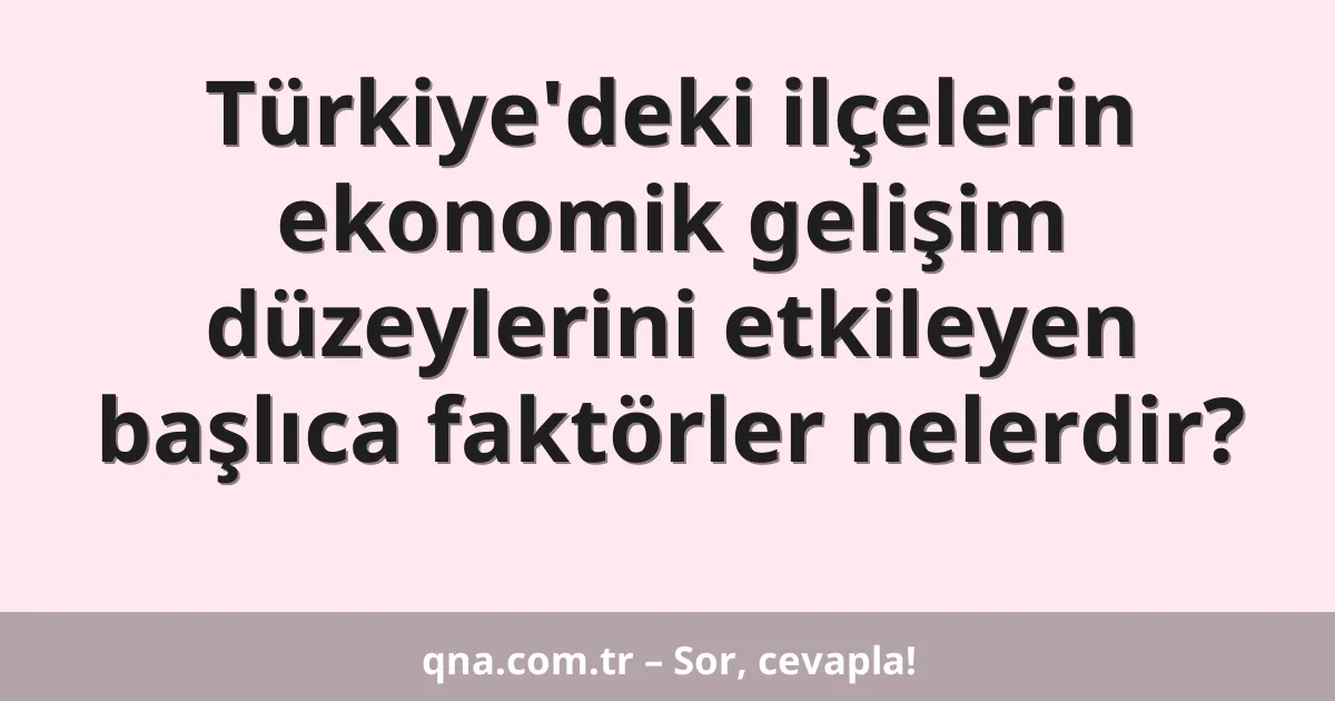Türkiye'deki ilçelerin ekonomik gelişim düzeylerini etkileyen başlıca faktörler nelerdir?