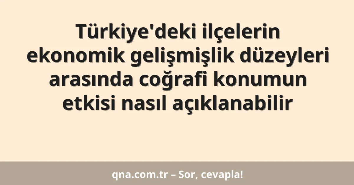Türkiye'deki ilçelerin ekonomik gelişmişlik düzeyleri arasında coğrafi konumun etkisi nasıl açıklanabilir