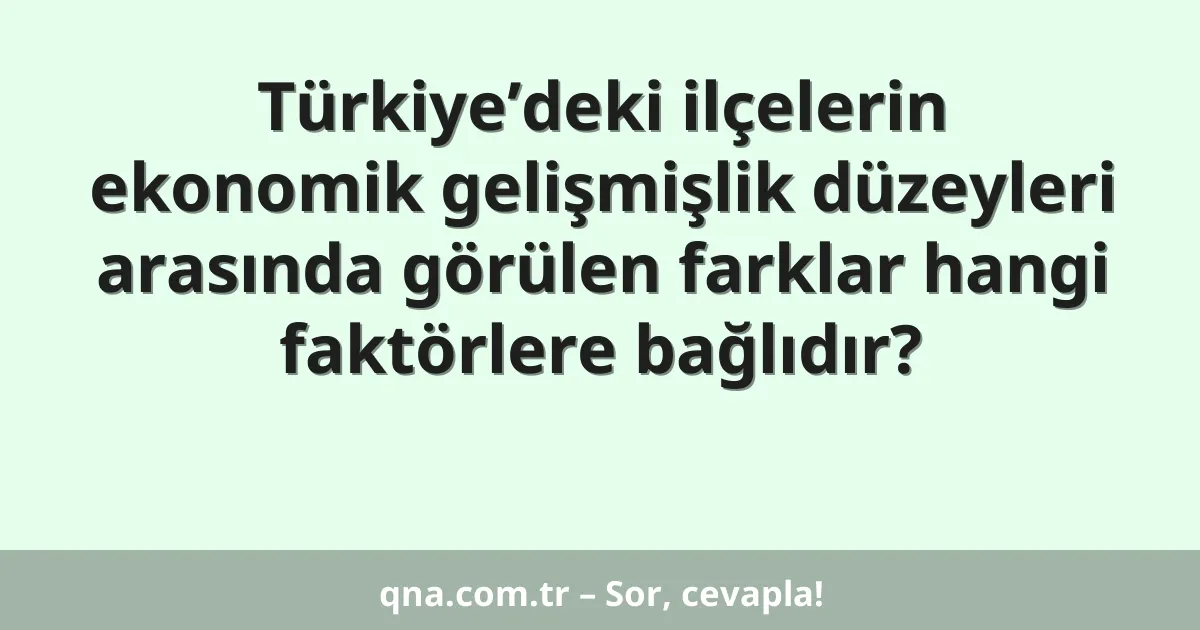 Türkiye’deki ilçelerin ekonomik gelişmişlik düzeyleri arasında görülen farklar hangi faktörlere bağlıdır?