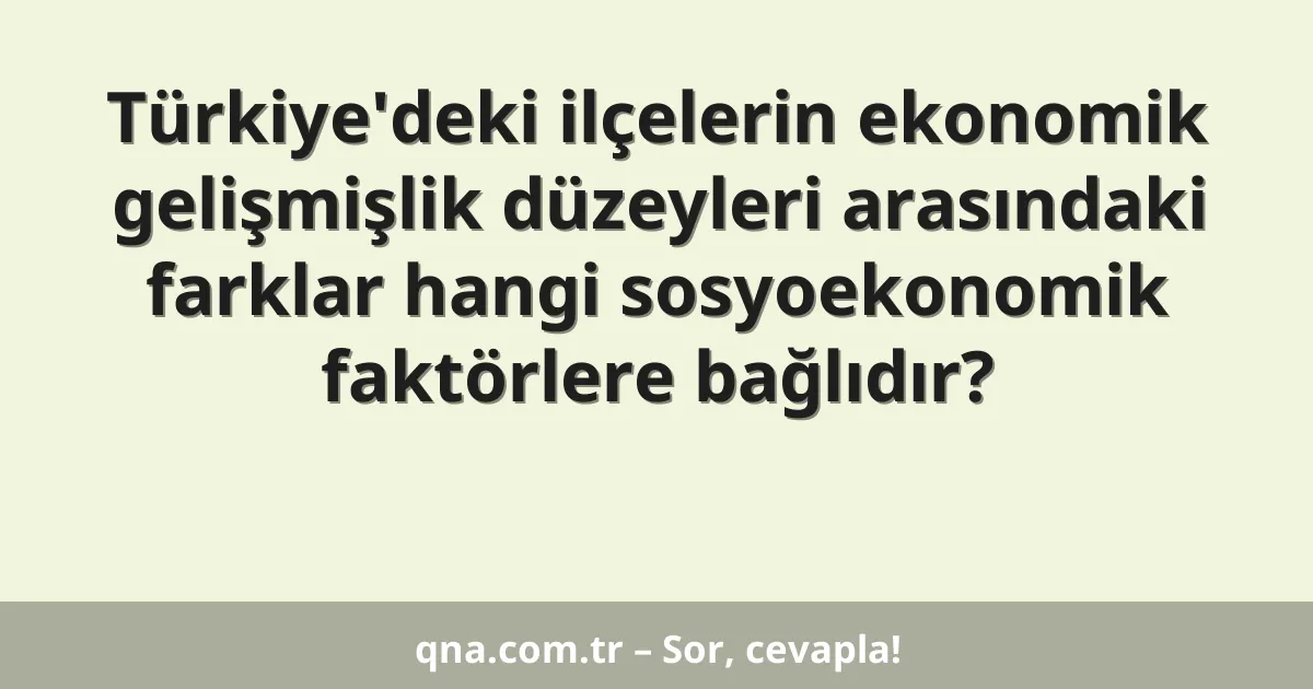 Türkiye'deki ilçelerin ekonomik gelişmişlik düzeyleri arasındaki farklar hangi sosyoekonomik faktörlere bağlıdır?