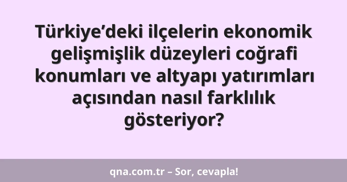 Türkiye’deki ilçelerin ekonomik gelişmişlik düzeyleri coğrafi konumları ve altyapı yatırımları açısından nasıl farklılık gösteriyor?