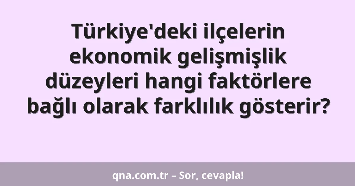 Türkiye'deki ilçelerin ekonomik gelişmişlik düzeyleri hangi faktörlere bağlı olarak farklılık gösterir?