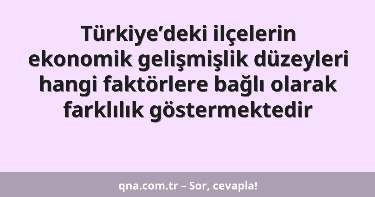Türkiye’deki ilçelerin ekonomik gelişmişlik düzeyleri hangi faktörlere bağlı olarak farklılık göstermektedir