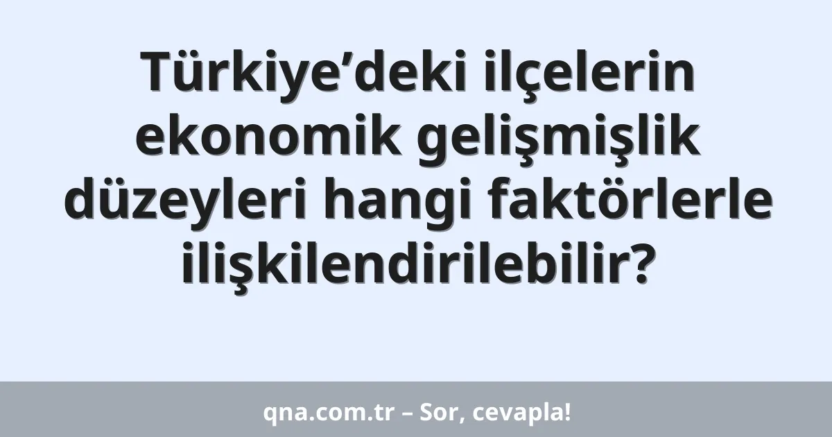 Türkiye’deki ilçelerin ekonomik gelişmişlik düzeyleri hangi faktörlerle ilişkilendirilebilir?