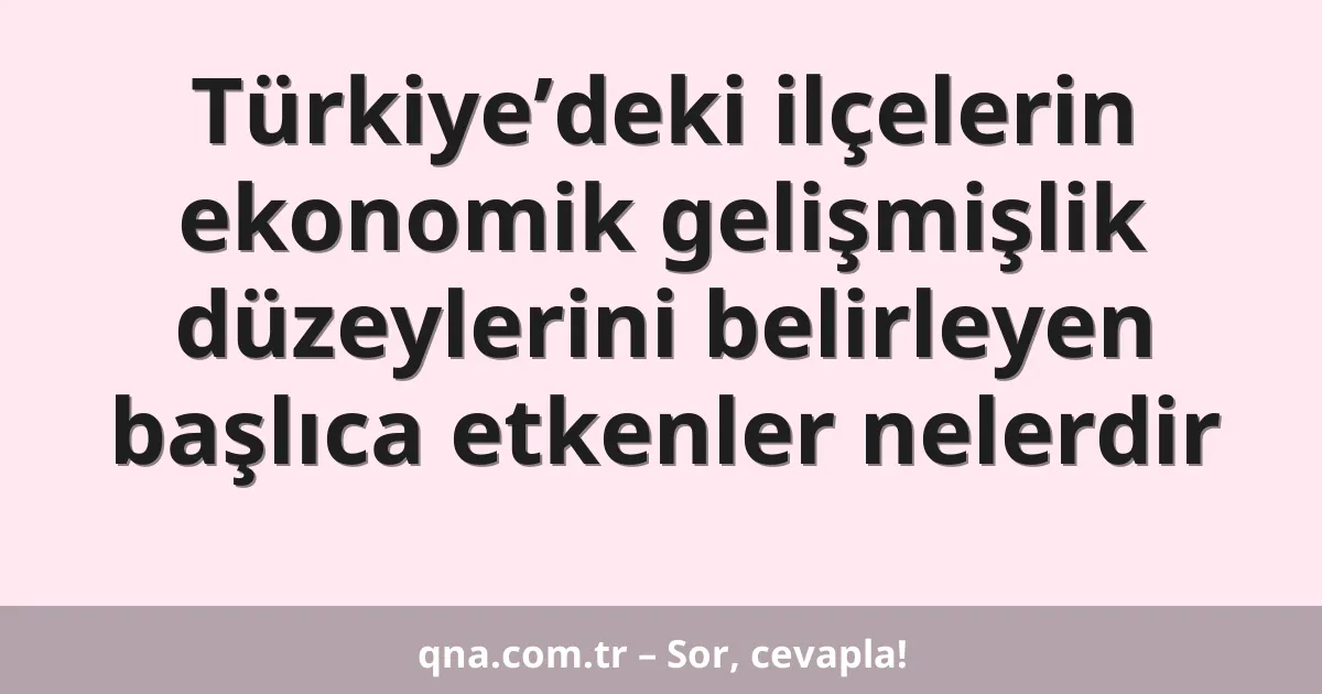 Türkiye’deki ilçelerin ekonomik gelişmişlik düzeylerini belirleyen başlıca etkenler nelerdir