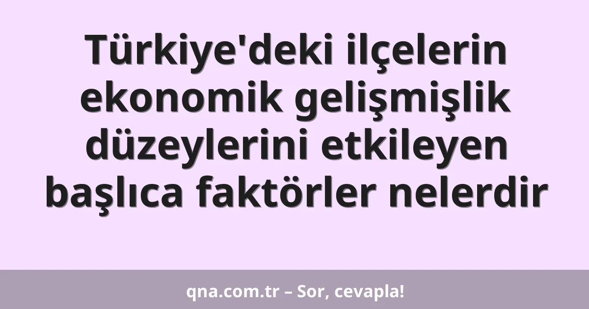 Türkiye'deki ilçelerin ekonomik gelişmişlik düzeylerini etkileyen başlıca faktörler nelerdir