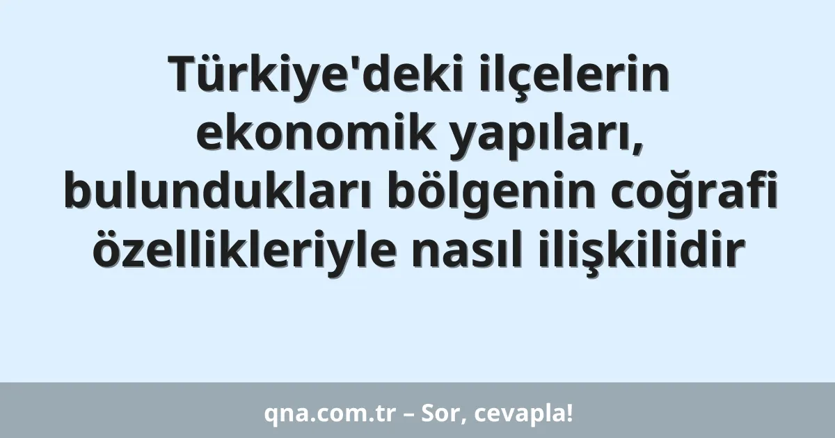 Türkiye'deki ilçelerin ekonomik yapıları, bulundukları bölgenin coğrafi özellikleriyle nasıl ilişkilidir