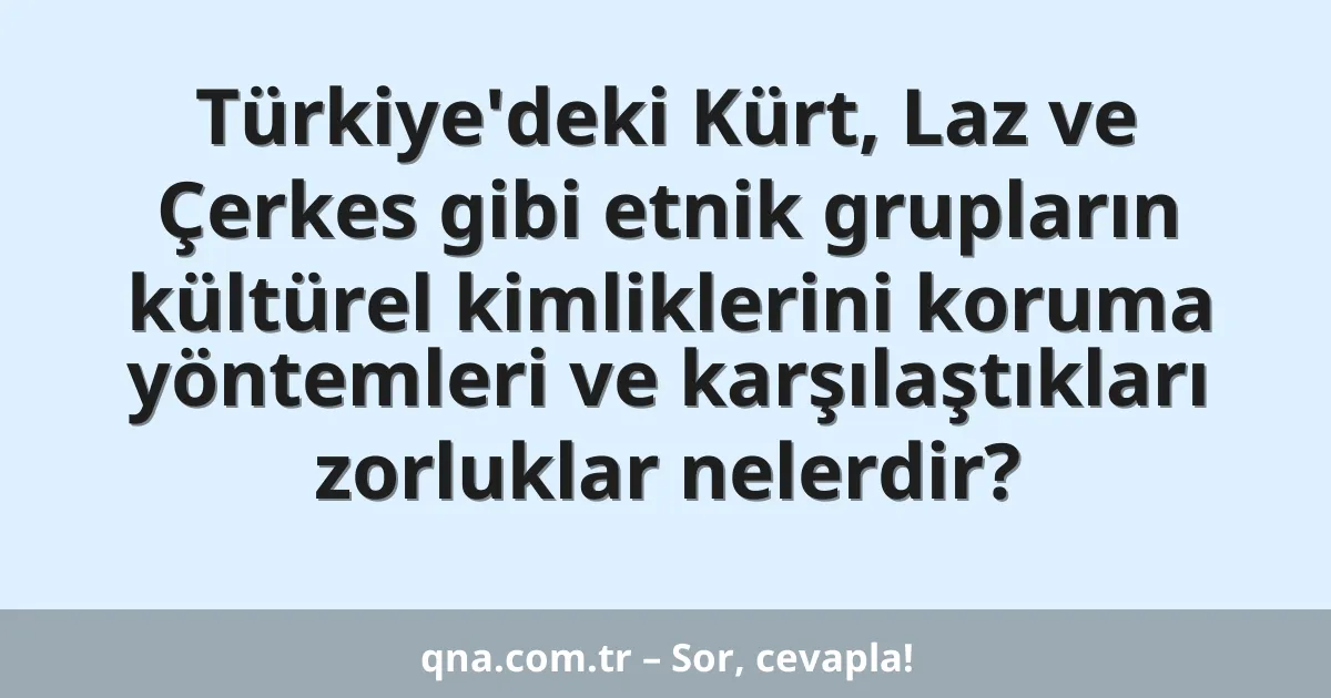 Türkiye'deki Kürt, Laz ve Çerkes gibi etnik grupların kültürel kimliklerini koruma yöntemleri ve karşılaştıkları zorluklar nelerdir?