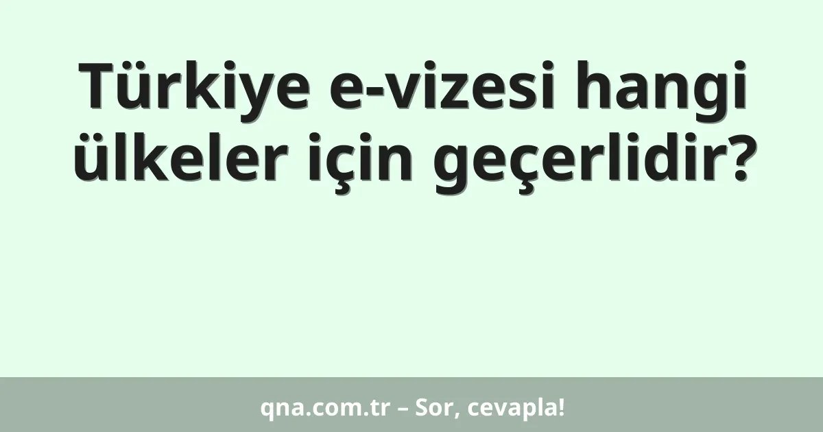 Türkiye e-vizesi hangi ülkeler için geçerlidir?
