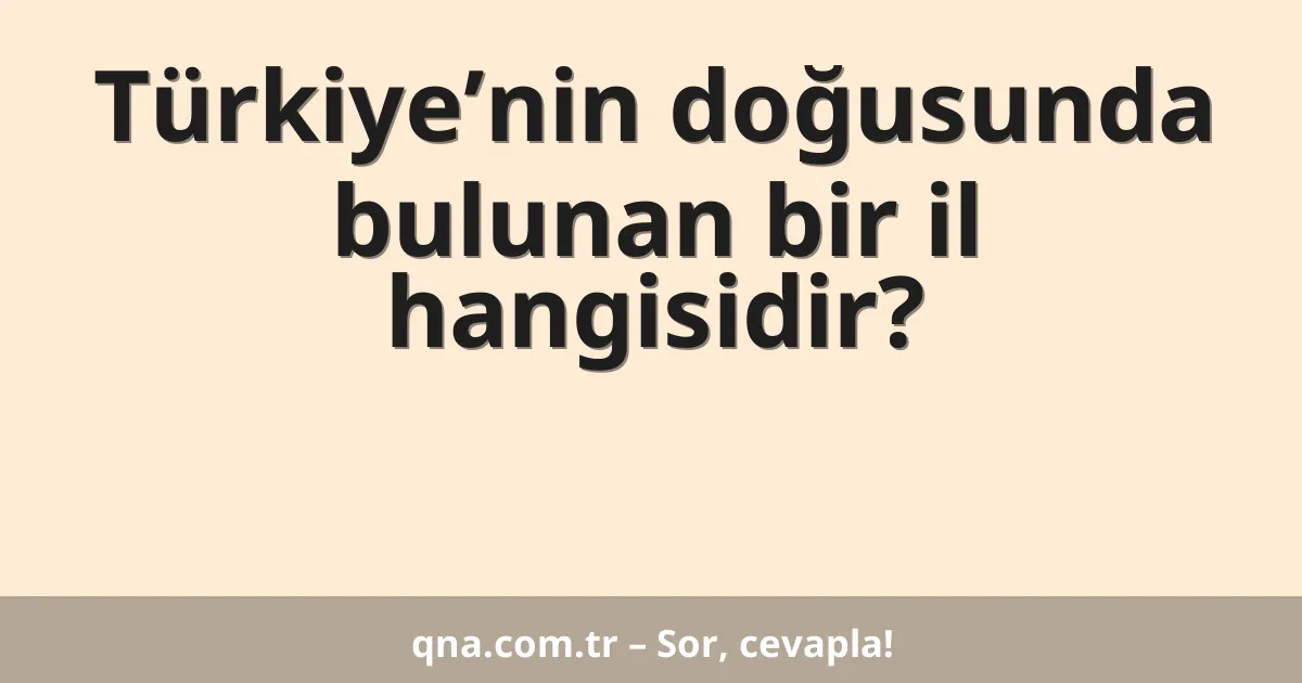 Türkiye’nin doğusunda bulunan bir il hangisidir?