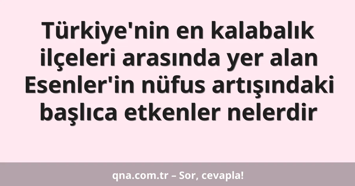Türkiye'nin en kalabalık ilçeleri arasında yer alan Esenler'in nüfus artışındaki başlıca etkenler nelerdir