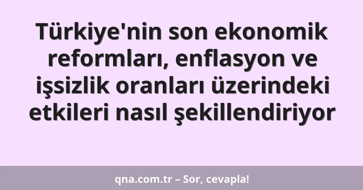 Türkiye'nin son ekonomik reformları, enflasyon ve işsizlik oranları üzerindeki etkileri nasıl şekillendiriyor