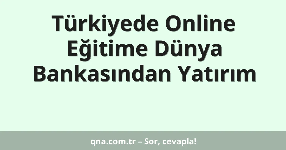 Türkiyede Online Eğitime Dünya Bankasından Yatırım