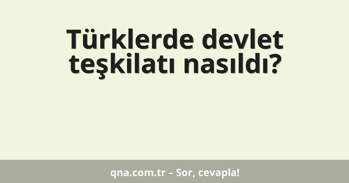 Türklerde devlet teşkilatı nasıldı?