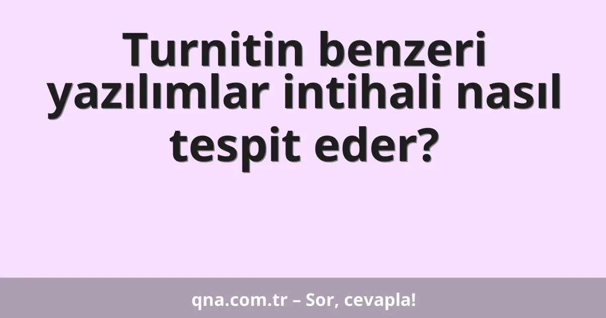 Turnitin benzeri yazılımlar intihali nasıl tespit eder?
