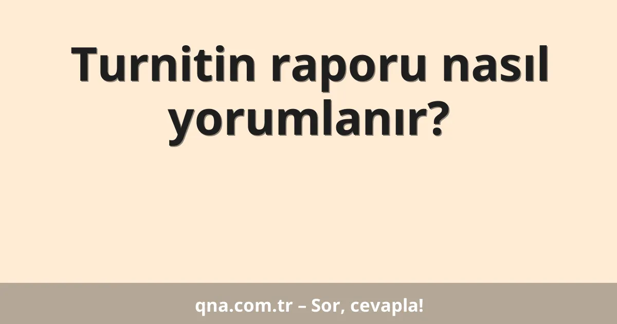 Turnitin raporu nasıl yorumlanır?
