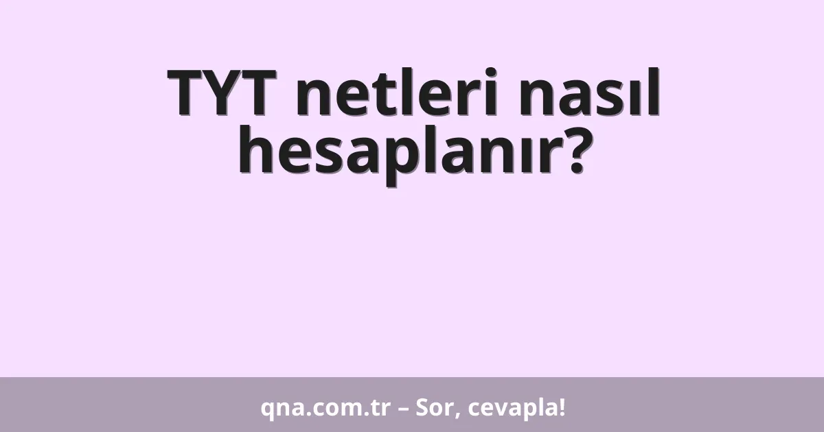TYT netleri nasıl hesaplanır?