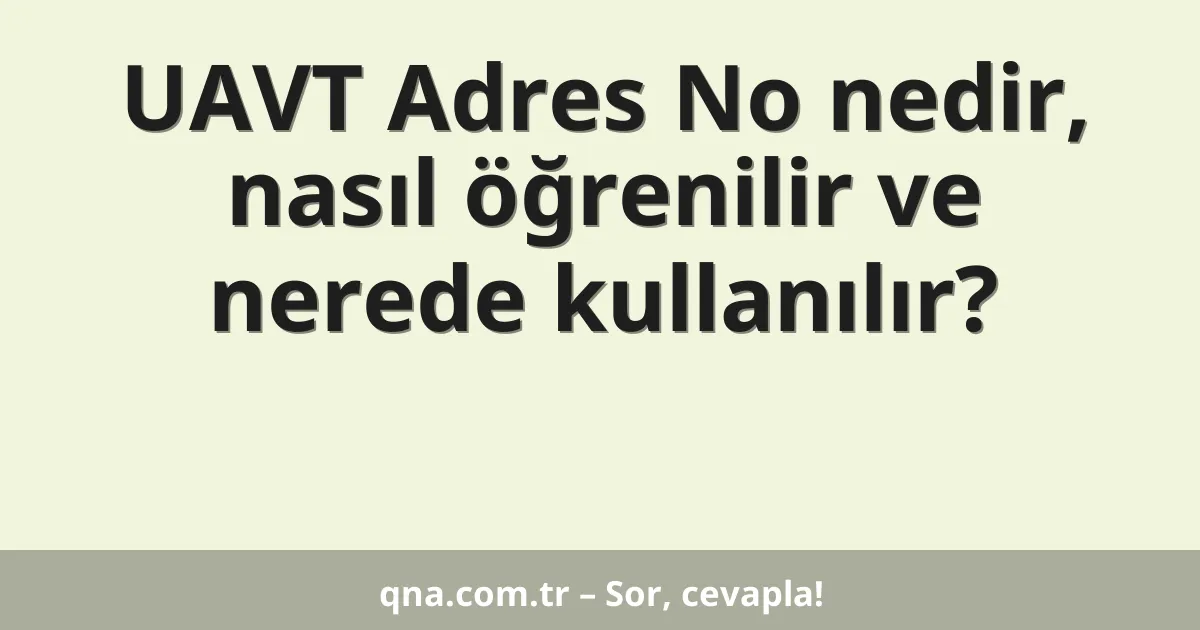 UAVT Adres No nedir, nasıl öğrenilir ve nerede kullanılır?