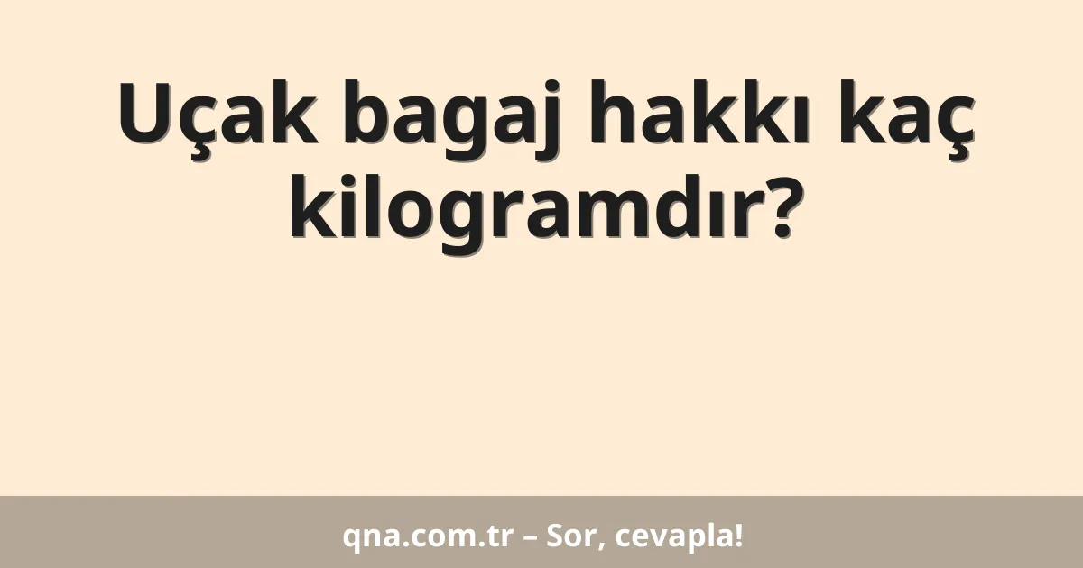 Uçak bagaj hakkı kaç kilogramdır?