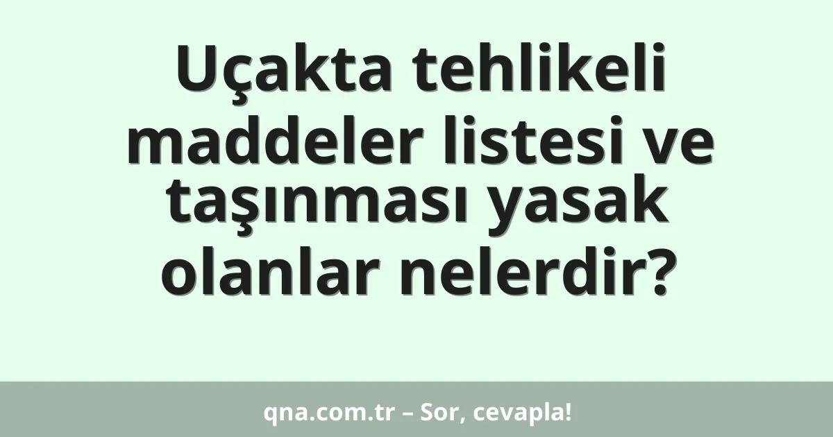 Uçakta tehlikeli maddeler listesi ve taşınması yasak olanlar nelerdir?