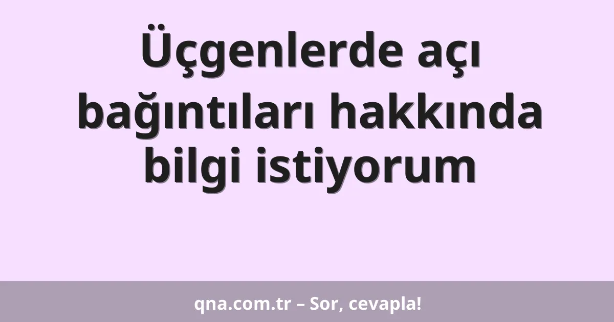 Üçgenlerde açı bağıntıları hakkında bilgi istiyorum