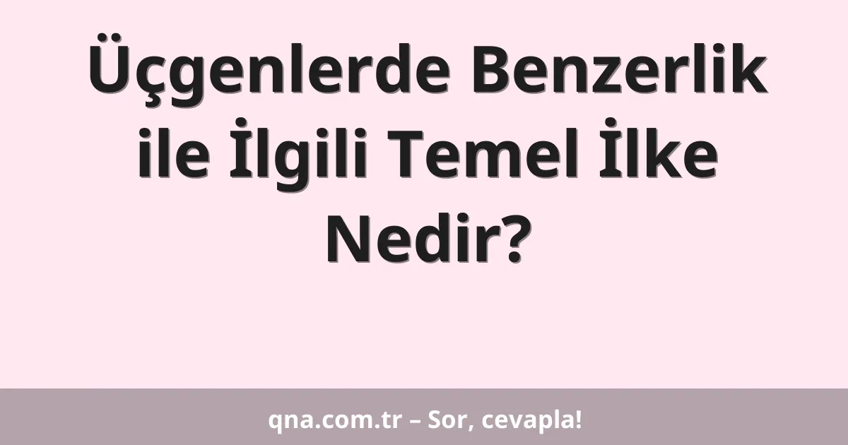 Üçgenlerde Benzerlik ile İlgili Temel İlke Nedir?