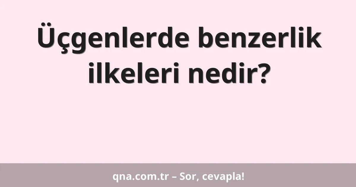Üçgenlerde benzerlik ilkeleri nedir?