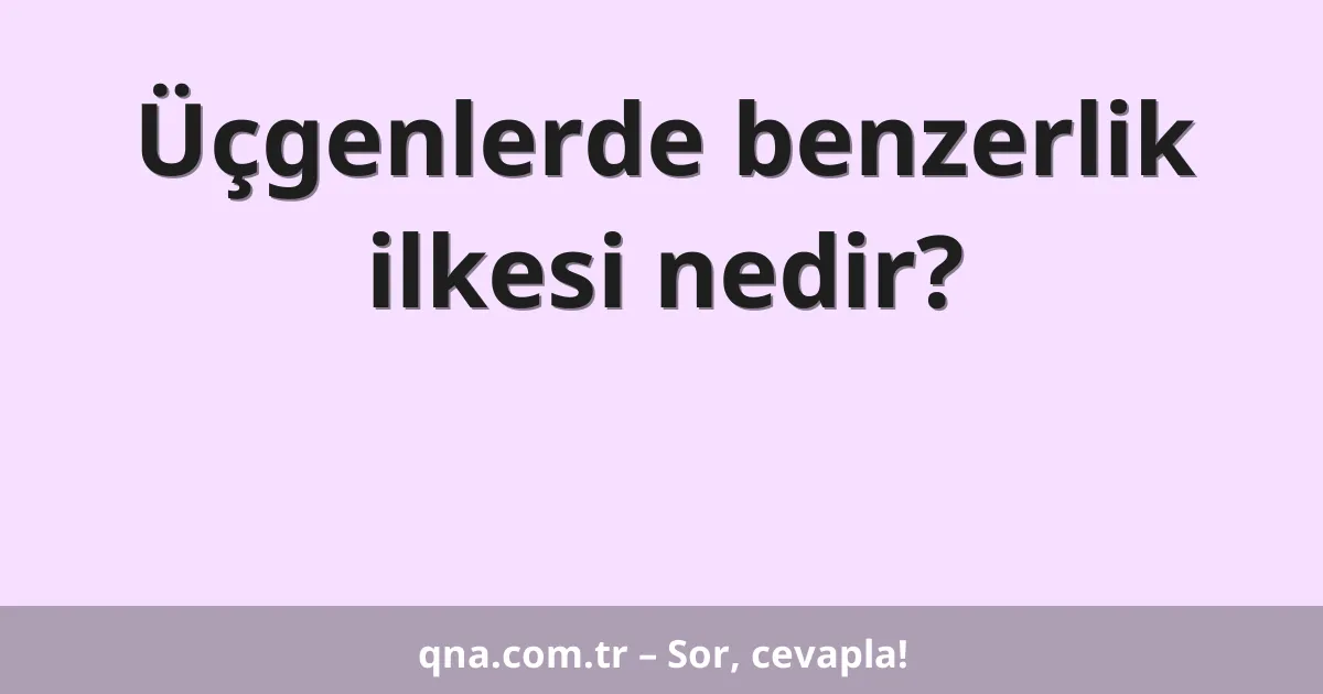 Üçgenlerde benzerlik ilkesi