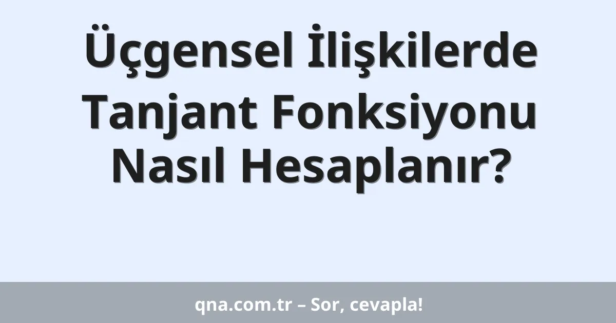 Üçgensel İlişkilerde Tanjant Fonksiyonu Nasıl Hesaplanır?