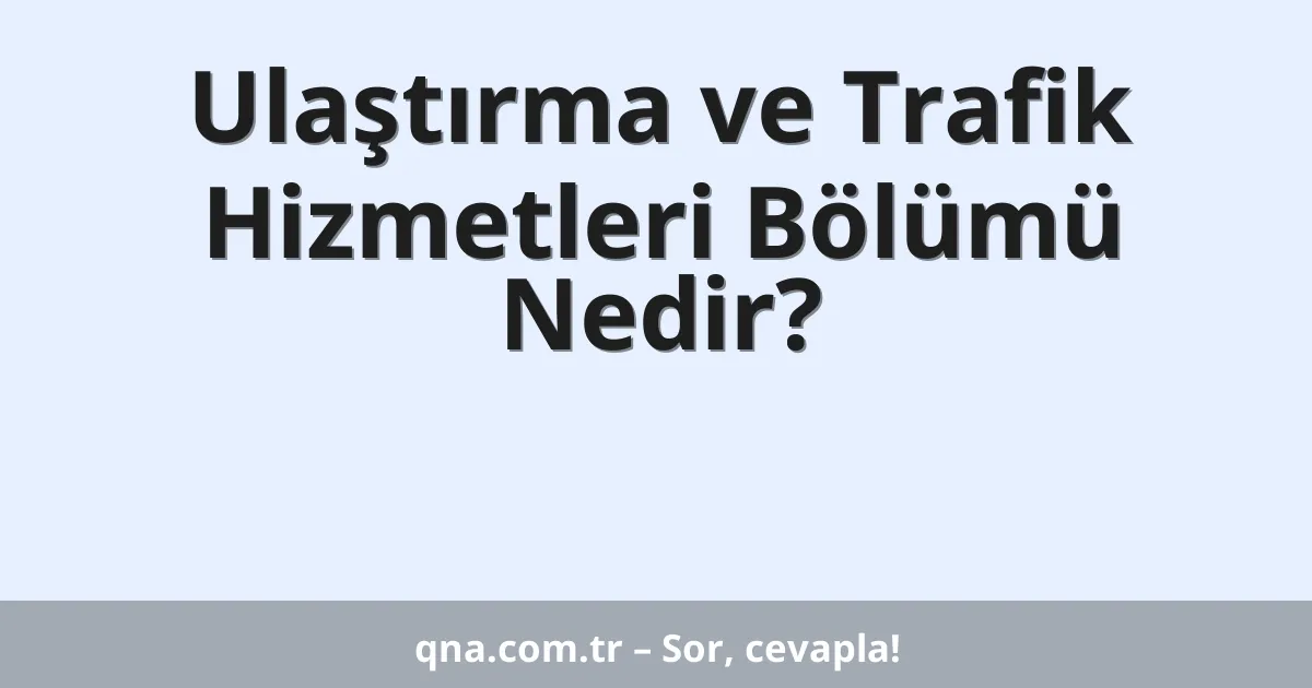 Ulaştırma ve Trafik Hizmetleri Bölümü Nedir?