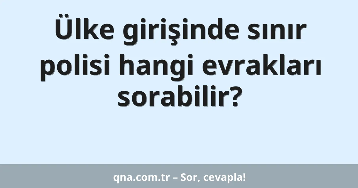 Ülke girişinde sınır polisi hangi evrakları sorabilir?