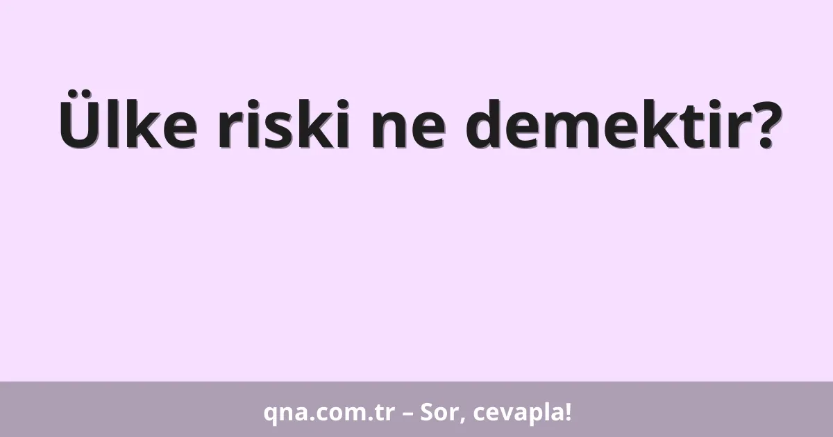 Ülke riski ne demektir?