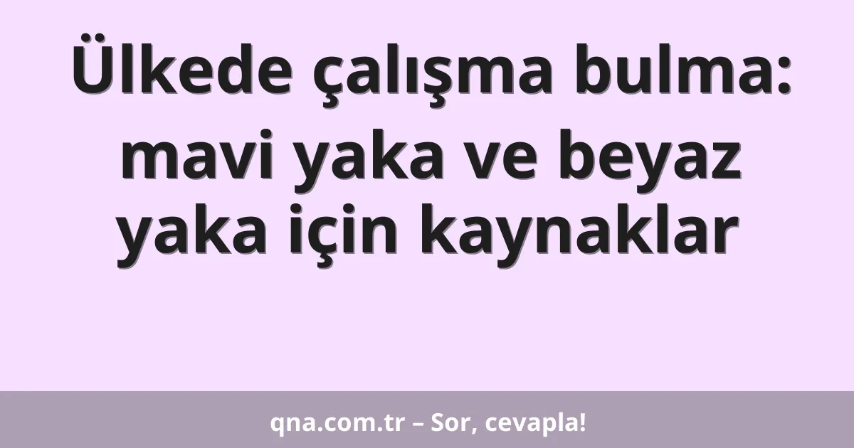 Ülkede çalışma bulma: mavi yaka ve beyaz yaka için kaynaklar