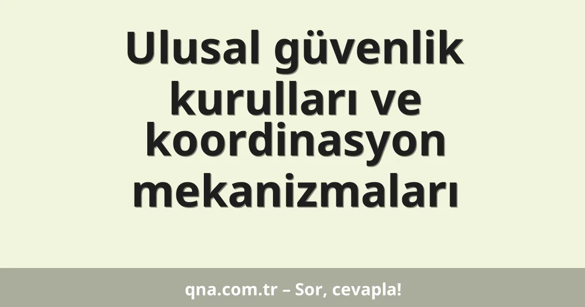 Ulusal güvenlik kurulları ve koordinasyon mekanizmaları