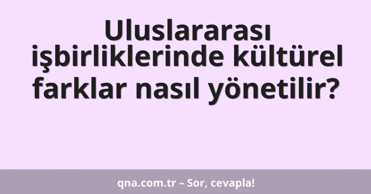 Uluslararası işbirliklerinde kültürel farklar nasıl yönetilir?
