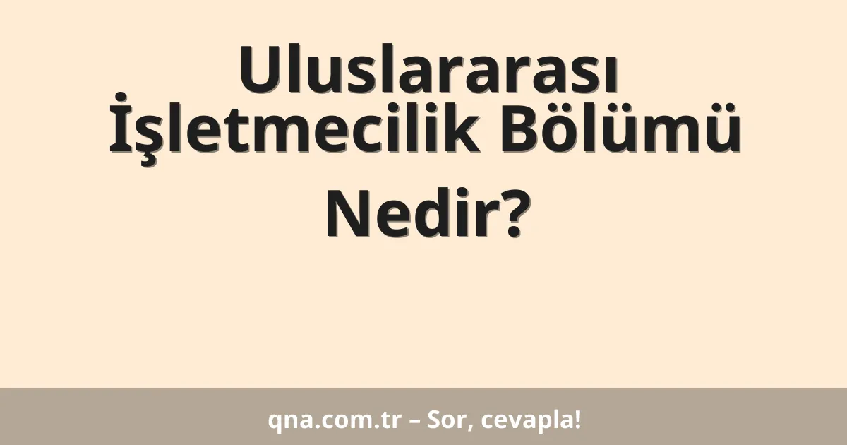 Uluslararası İşletmecilik Bölümü Nedir?