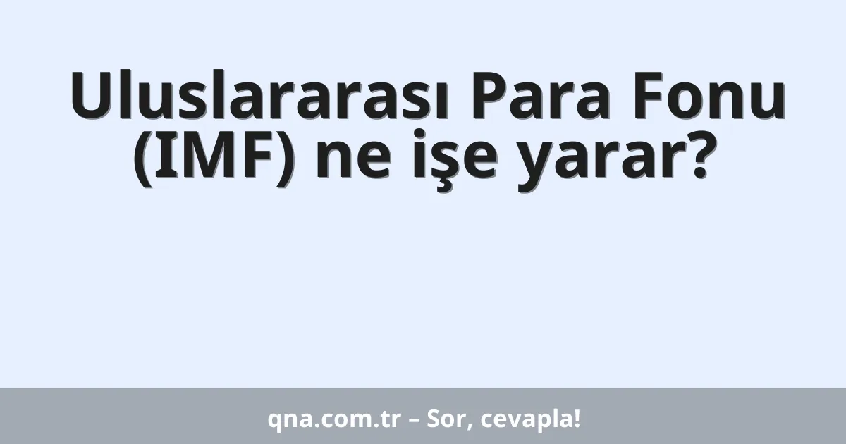Uluslararası Para Fonu (IMF) ne işe yarar?